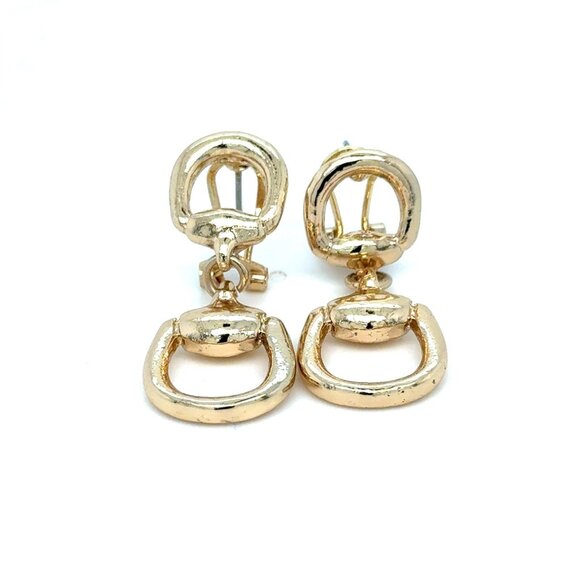 Gold Horsebit Earrings - Picture 1 of 5